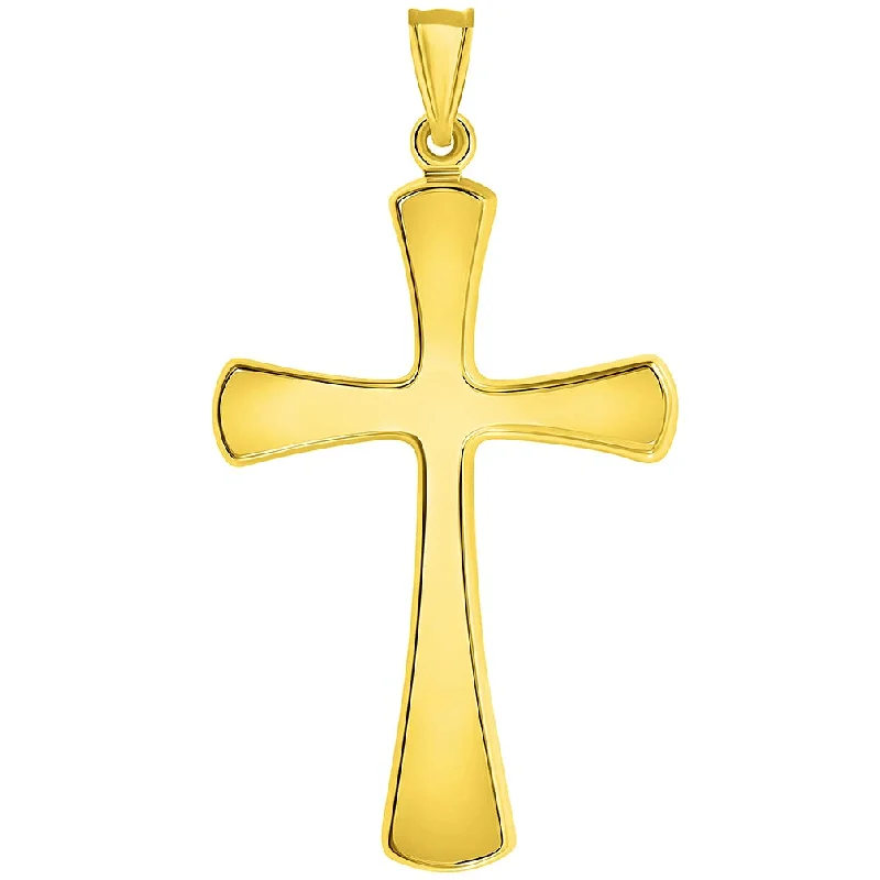 14k Yellow Gold High Polished Large Simple Religious Cross Pendant