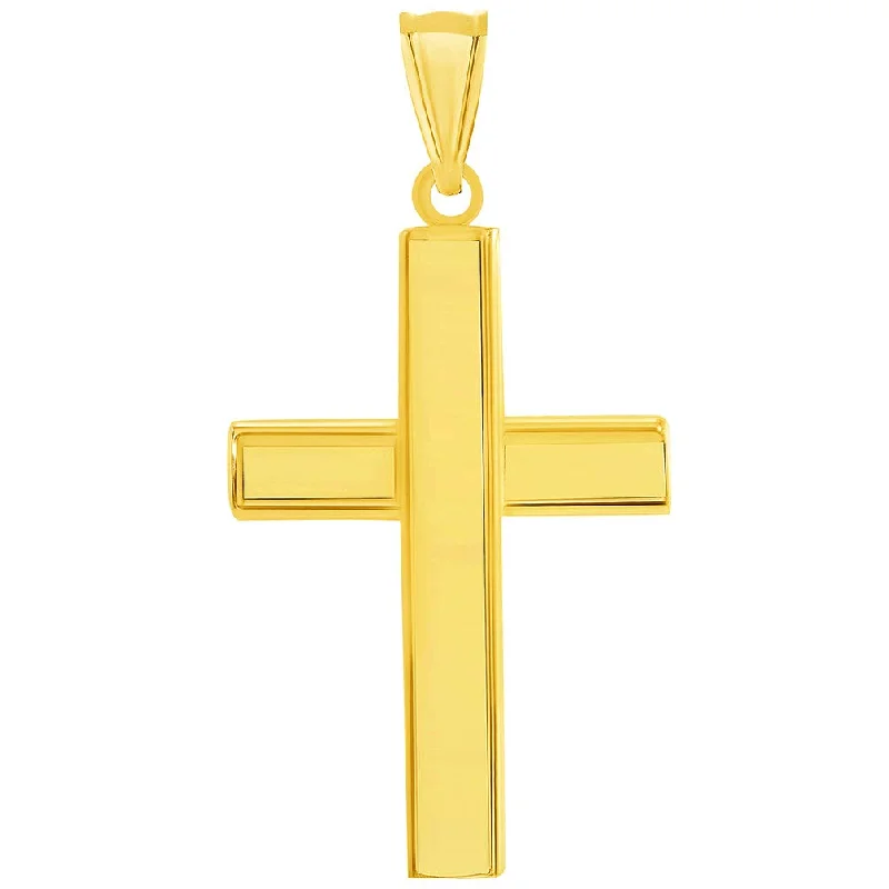 14k Yellow Gold High Polished Plain Religious Cross Pendant