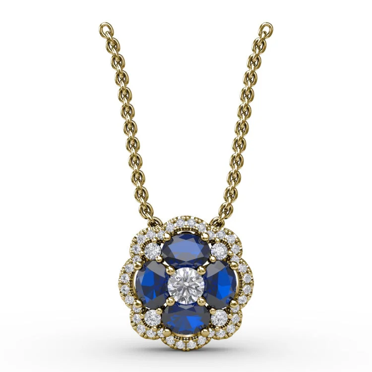 Love in Bloom Sapphire and Diamond Pendant