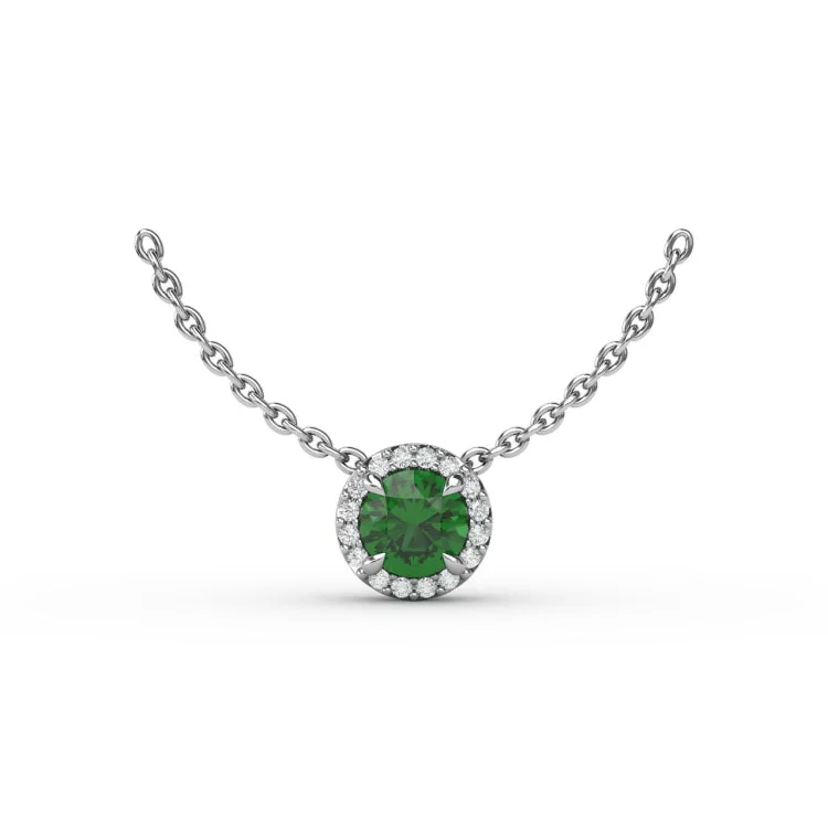 Classic Emerald and Diamond Pendant Necklace