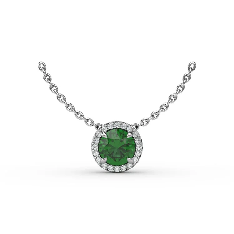 Classic Emerald and Diamond Pendant Necklace