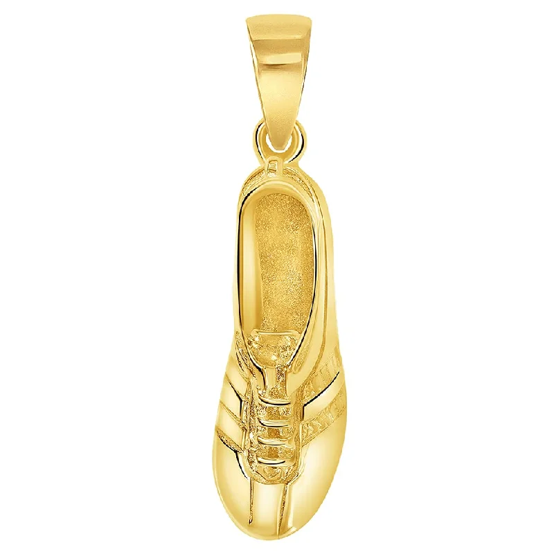 Solid 14k Yellow Gold 3D Soccer Cleet Shoe Charm Football Sports Pendant