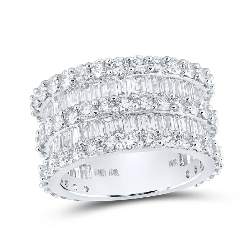 10kt White Gold Mens Baguette Diamond Eternity Ring 6-7/8 Cttw