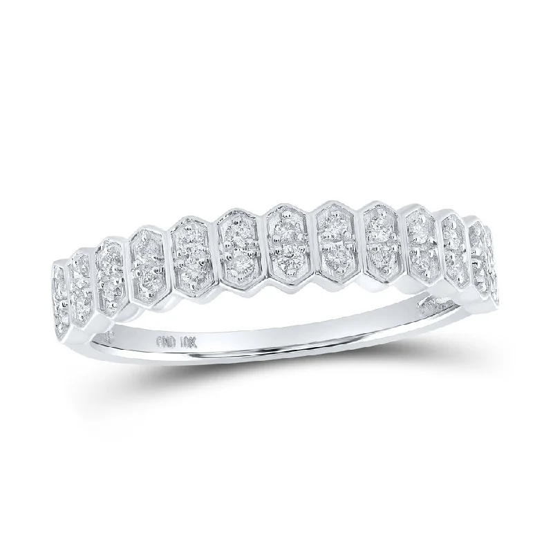 10kt White Gold Womens Round Diamond Stackable Band Ring 1/6 Cttw