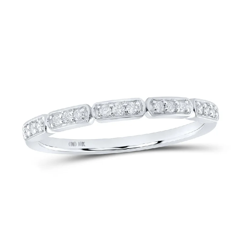 10kt White Gold Womens Round Diamond Stackable Band Ring 1/8 Cttw