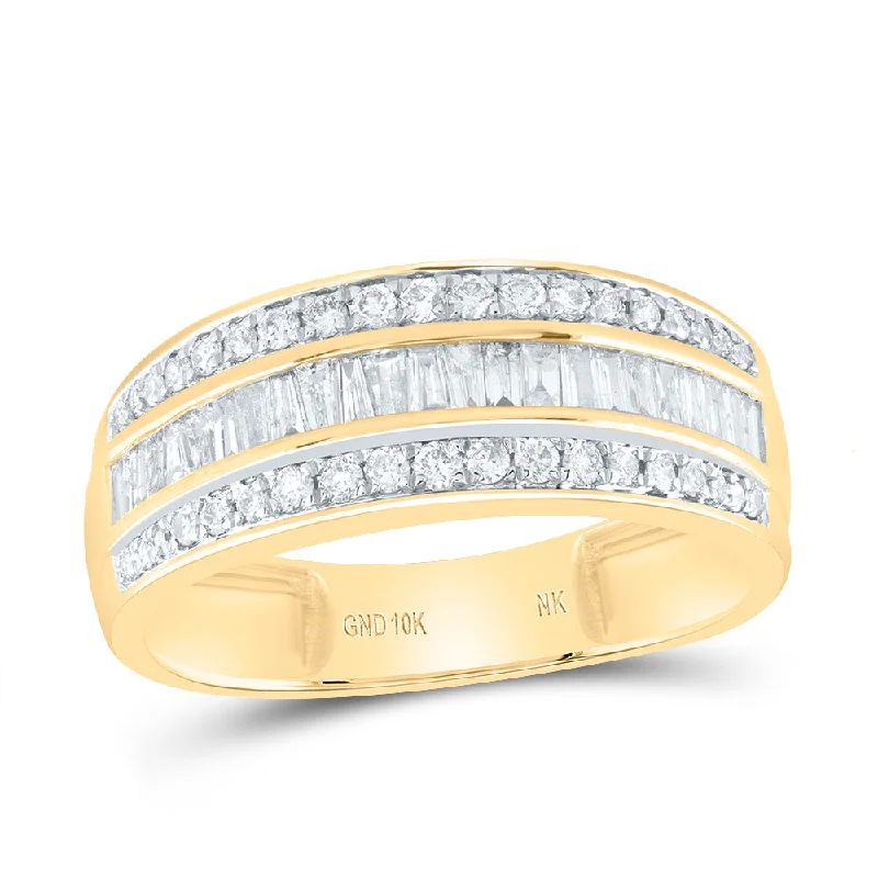 10kt Yellow Gold Mens Baguette Diamond Band Ring 7/8 Cttw