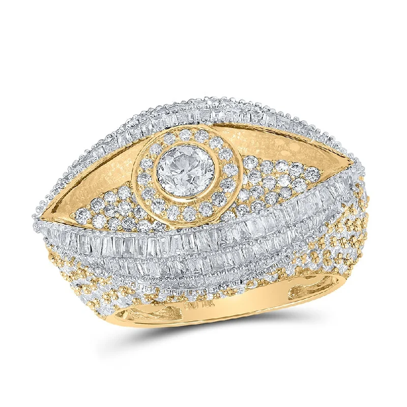 10kt Yellow Gold Mens Round Diamond Eye Pinky Band Ring 6-1/3 Cttw