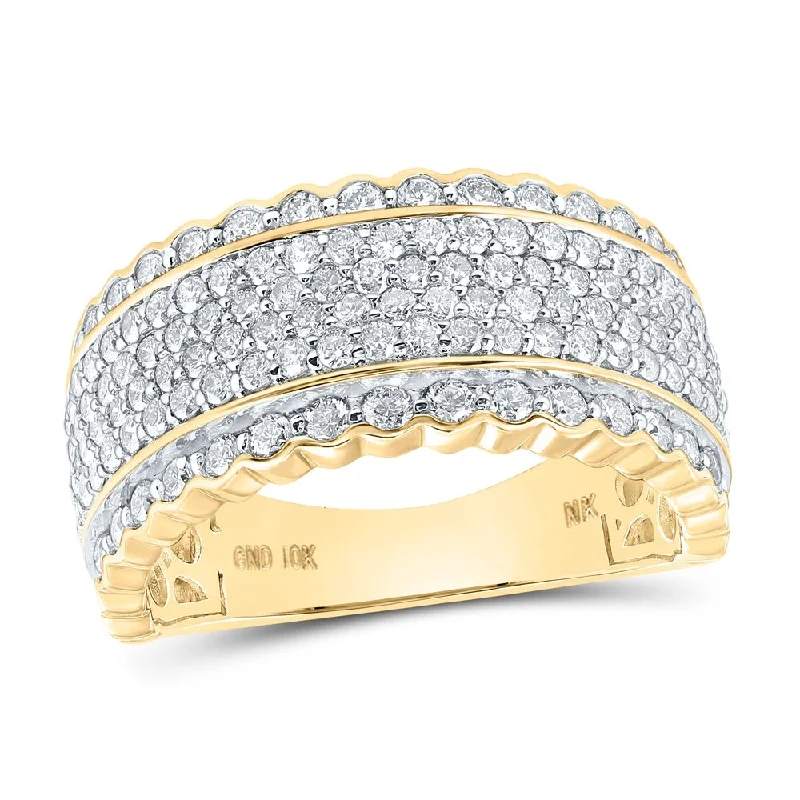 10kt Yellow Gold Mens Round Diamond Pave Band Ring 2-1/2 Cttw