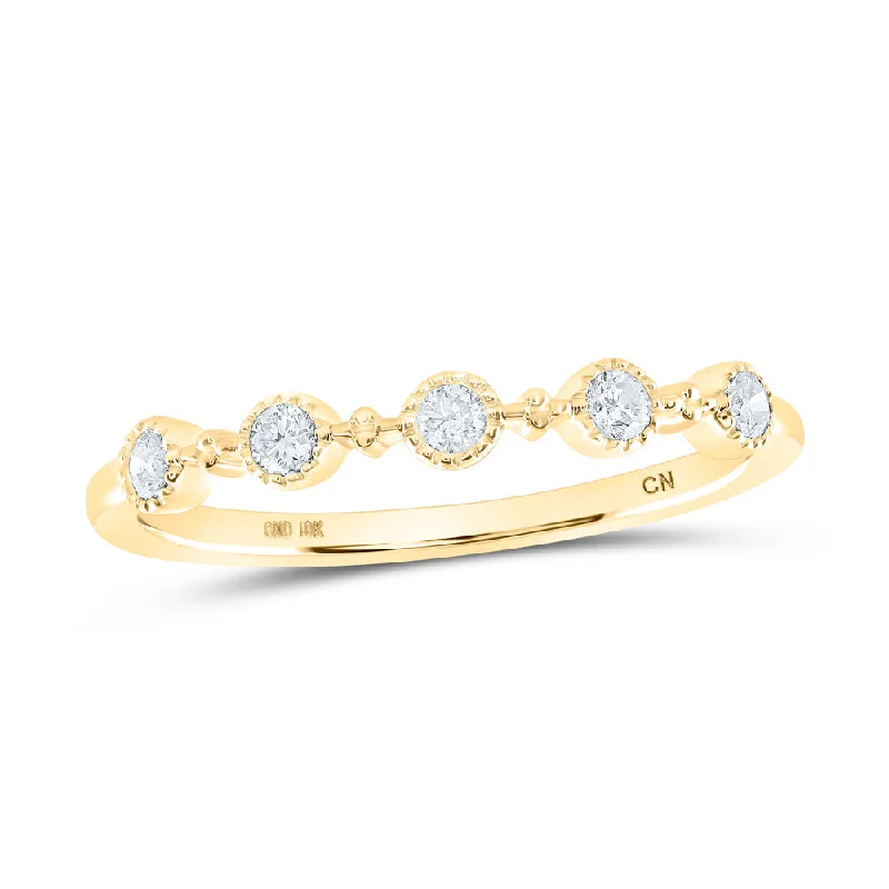 10kt Yellow Gold Womens Round Diamond Dot Stackable Band Ring 1/6 Cttw