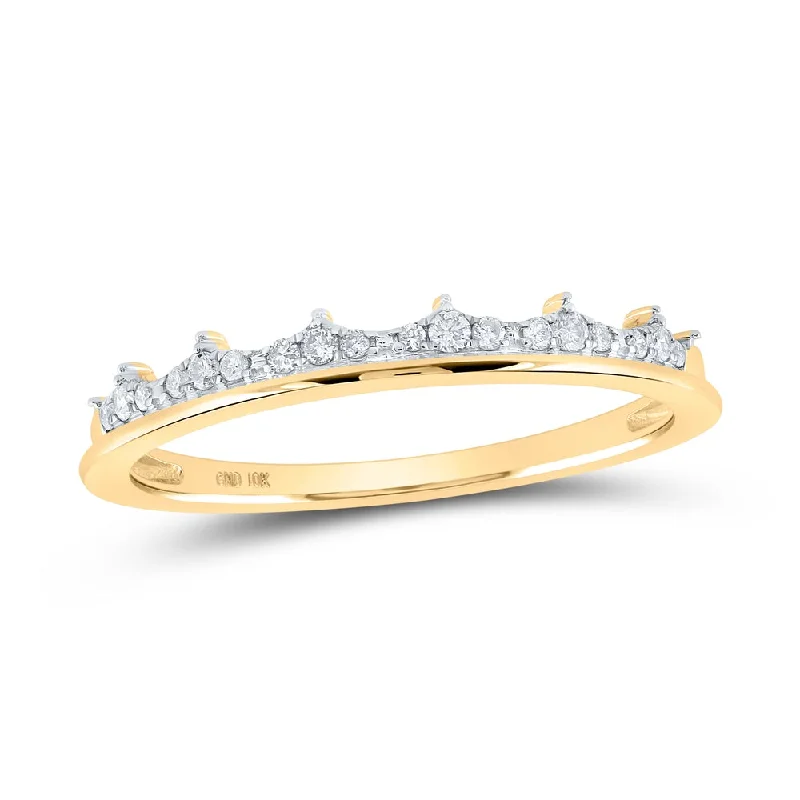 10kt Yellow Gold Womens Round Diamond Stackable Band Ring 1/10 Cttw