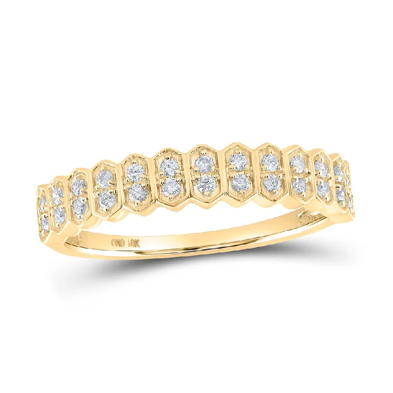 10kt Yellow Gold Womens Round Diamond Stackable Band Ring 1/6 Cttw