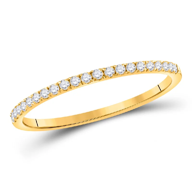 10kt Yellow Gold Womens Round Diamond Stackable Band Ring 1/6 Cttw