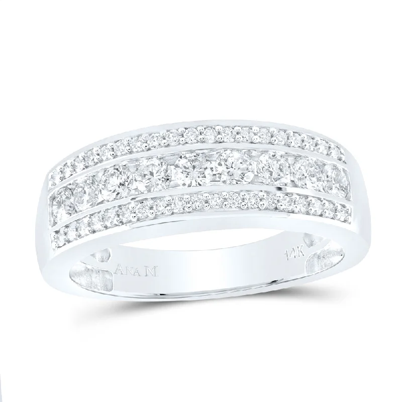 14kt White Gold Mens Round Diamond Band Ring 1 Cttw