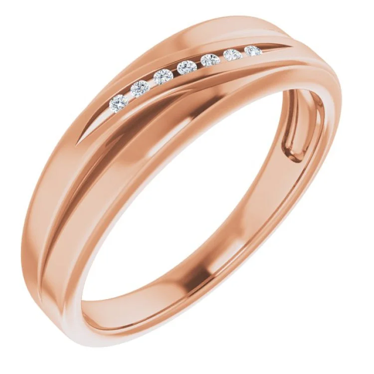 14K Rose 1.2 mm Round .05 CTW Natural Diamond Wedding Band