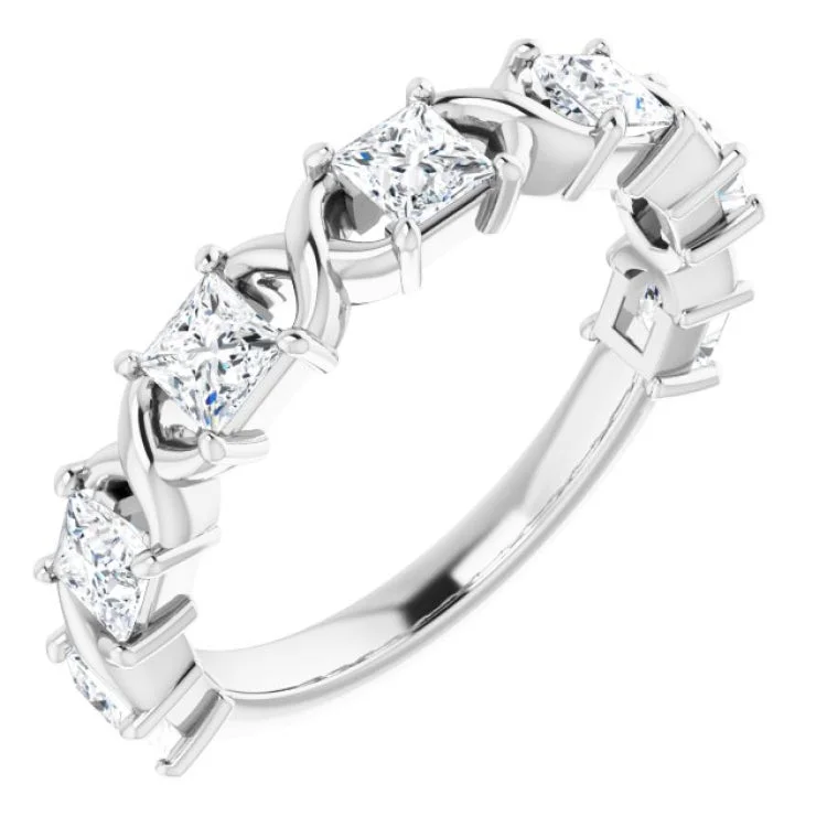 14K White 1 1/8 CTW Natural Diamond Anniversary Band