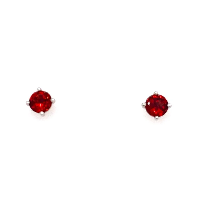 10K White Gold Garnet Stud Earrings