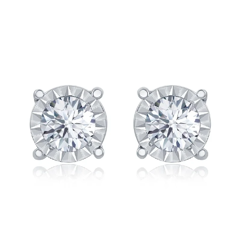 14K White Gold 1.00ct Miracle Stud Diamond Earrings