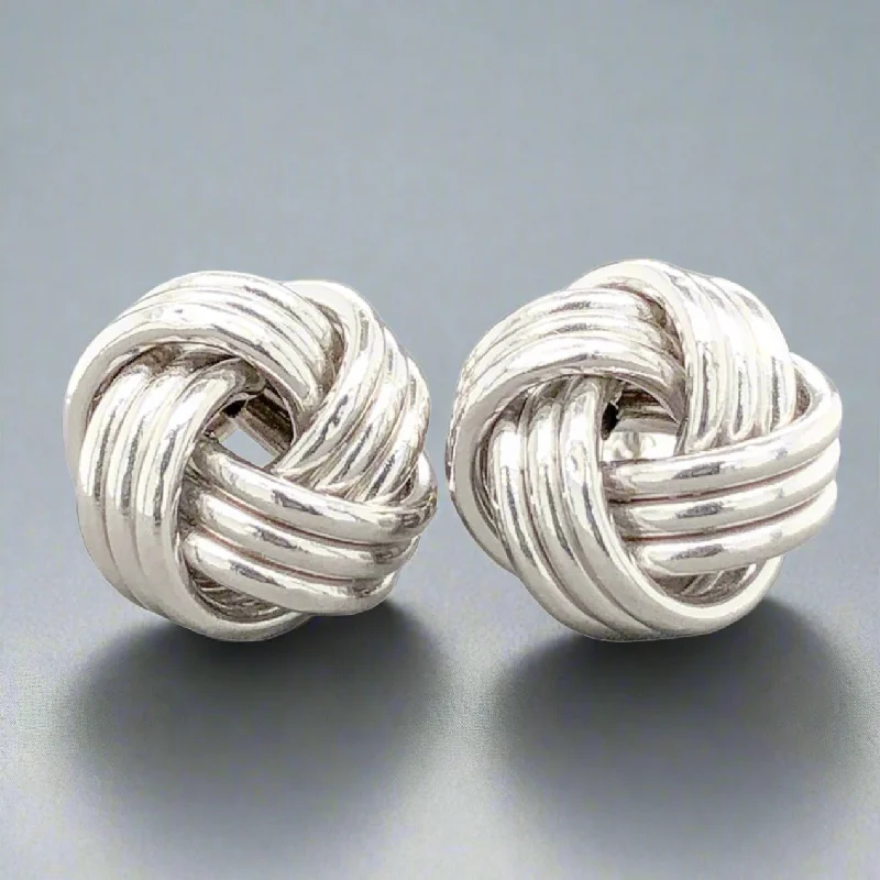 14K W Gold 11.3mm Lovers Knot Stud Earrings