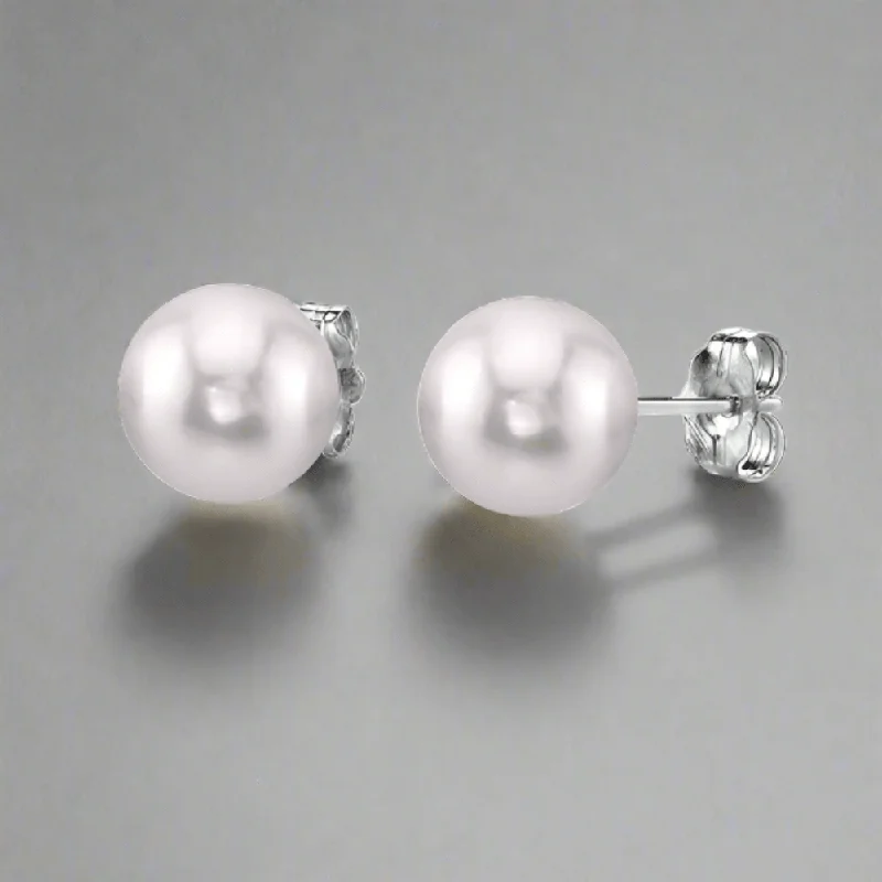 14K W Gold 5.5X6mm Cultured Akoya Pearl Stud Earrings