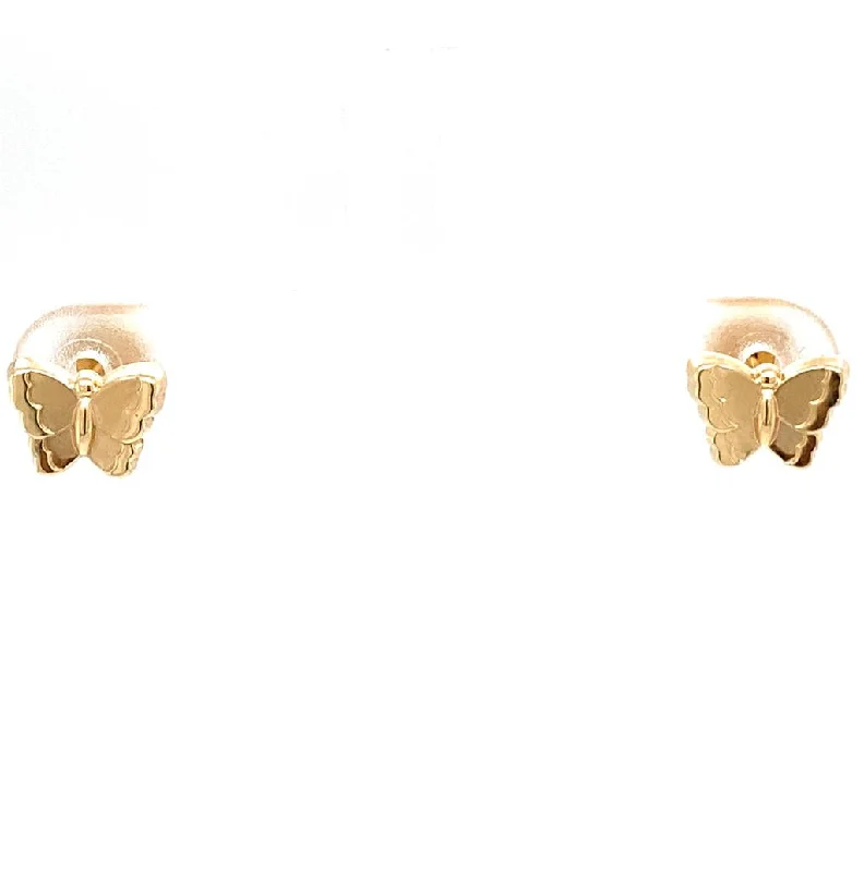 14K Yellow Butterfly Stud Earrings