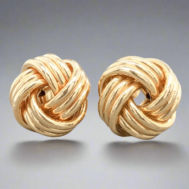 14K Y Gold 11mm Lovers Knot Stud Earrings