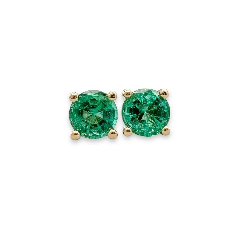 14K Y Gold 4mm 0.46ctw Emerald Stud Earrings