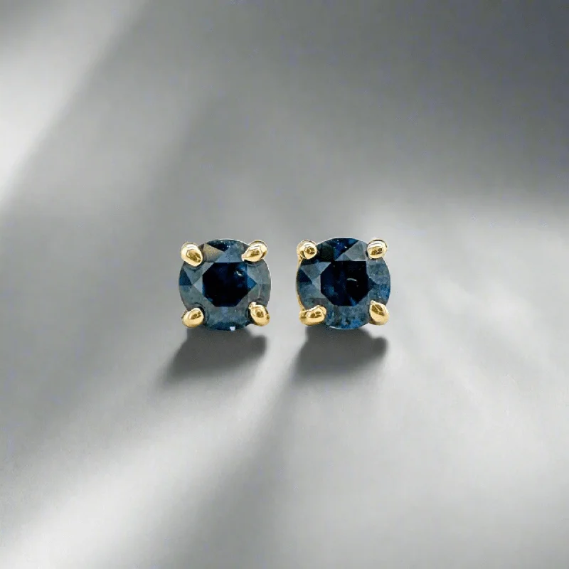 14K Y Gold 4mm 0.60ctw Sapphire Stud Earrings