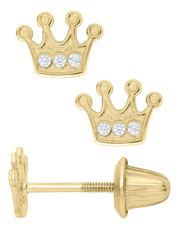 14K Y Gold Crown with Cubic Zirconia Baby Studs