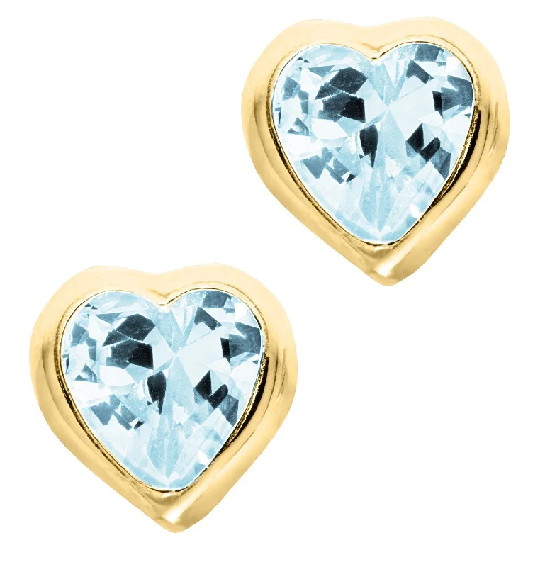 14K Y Gold Heart Baby Studs - December CZ