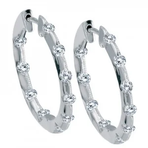 14KW DIAM HOOP EARRINGS, 0.50