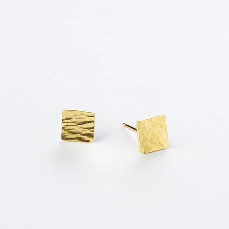 18K Hammered Square Studs