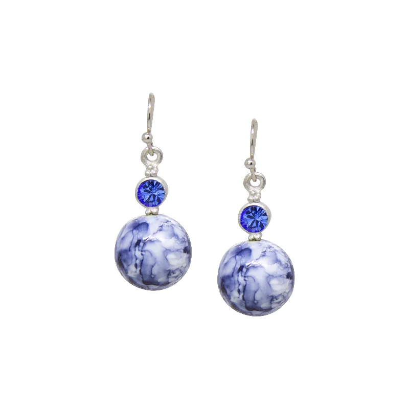 1928 Jewelry Blue Denim Baubles & Sapphire Blue Crystals Drop Earrings