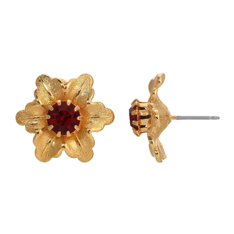 1928 Jewelry Flower Blossom Crystal Stud Earrings