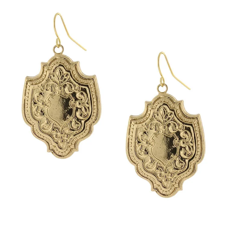 1928 Jewelry Medieval Inspired Shield Drop Earrings