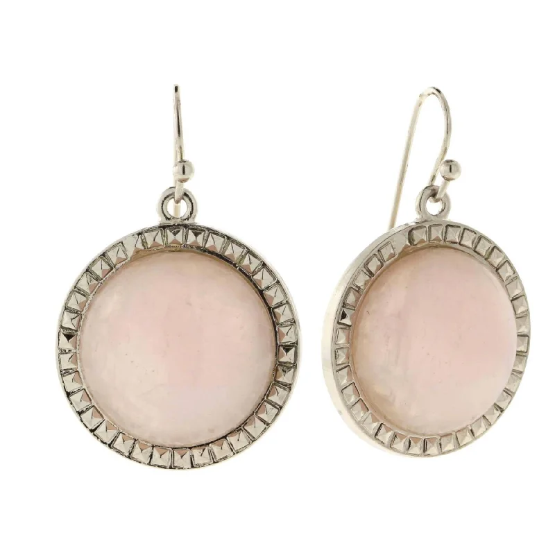 1928 Jewelry Round Textured Square Gemstone Wire Drop Earrings