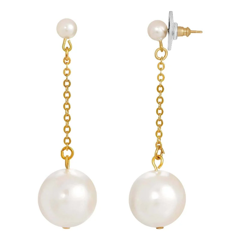 1928 Jewelry White Faux Pearl Chain Drop Earrings