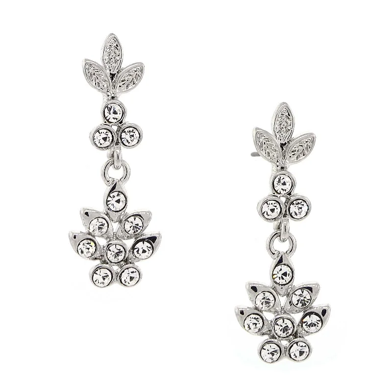 2028 Jewelry Floral Inspired Clear Crystal Drop Earrings