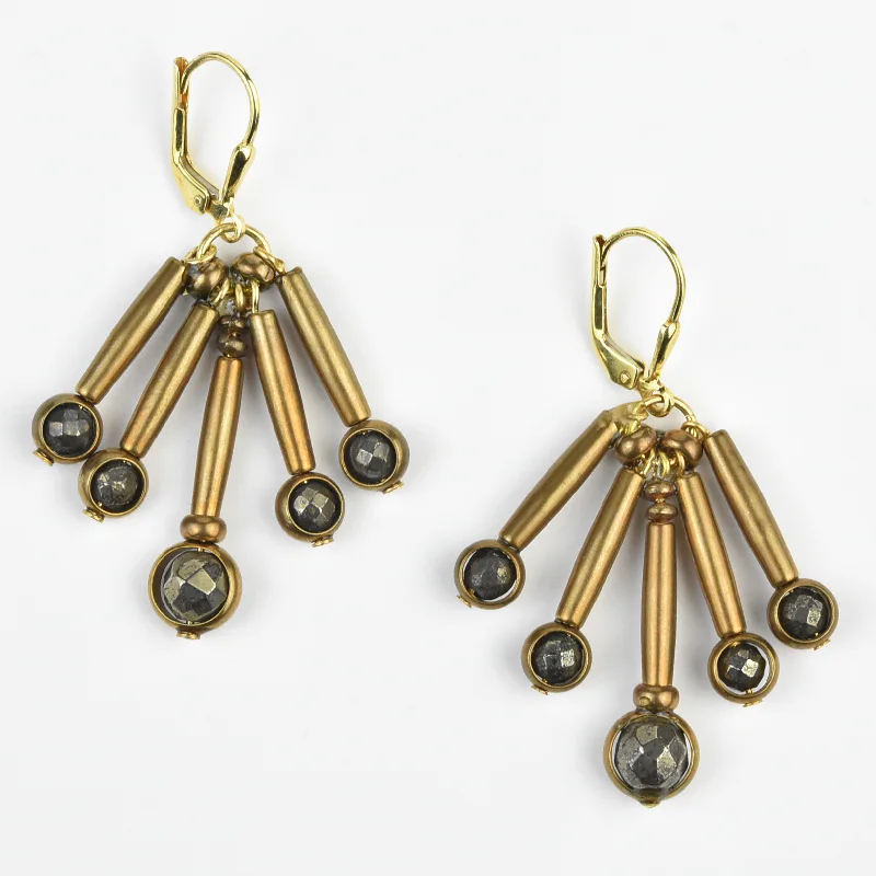 Brass and Pyrite Windchime Earrings