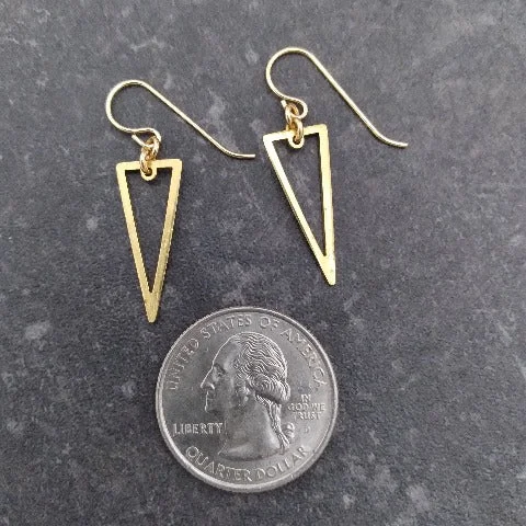 Brass Drop Triangle Earrings