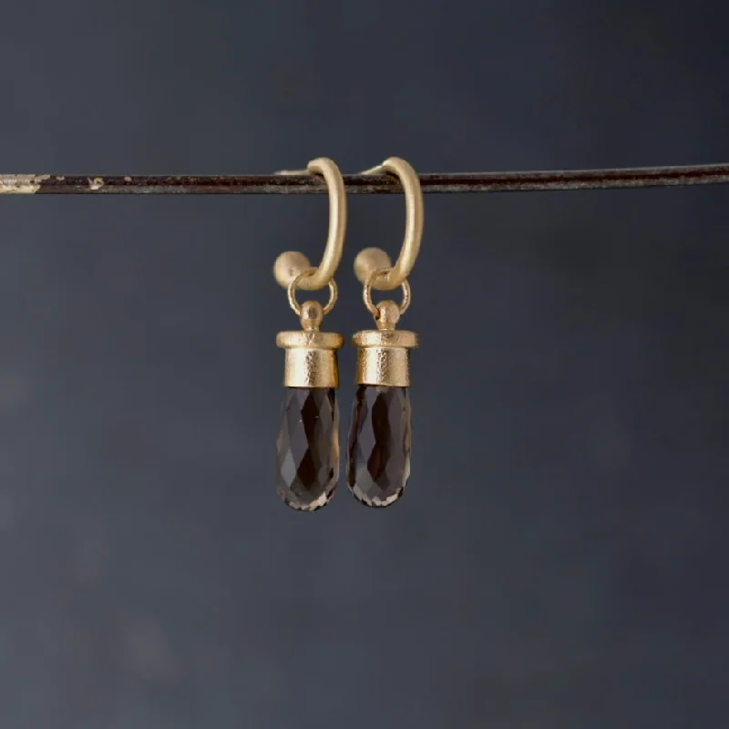 Charm Hoops | Smoky Quartz