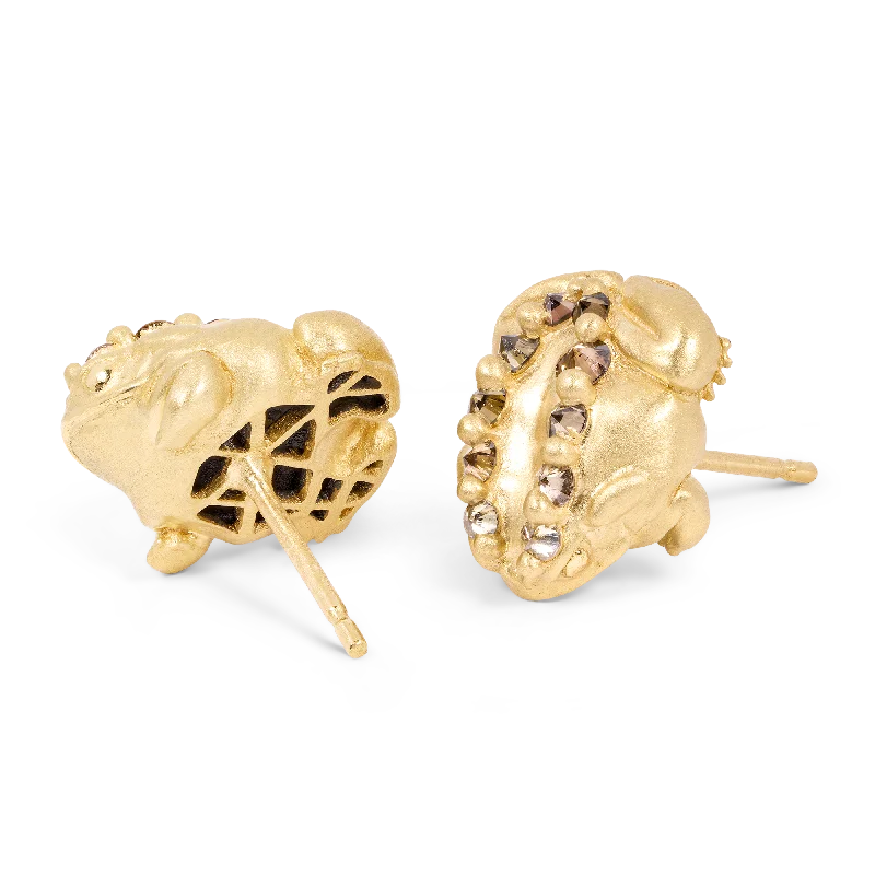 Cognac Diamond Toad Stud Earrings - 11767