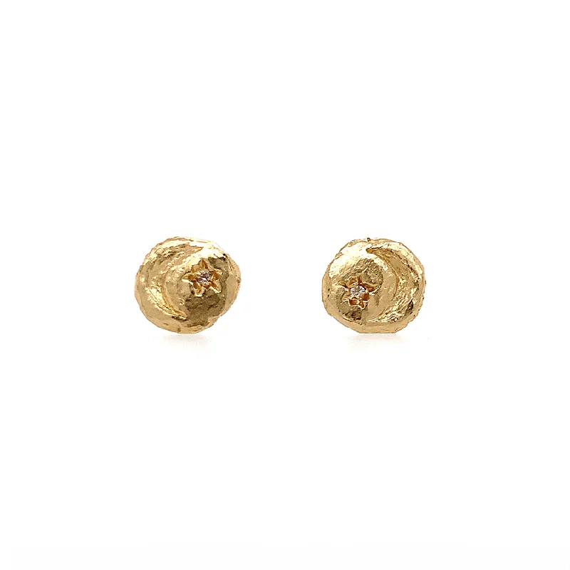 14k Moon + Star Coin Studs