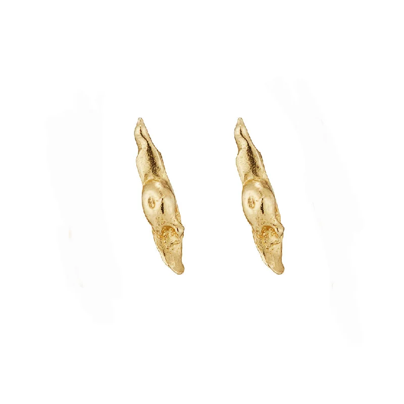 14k Short Skinny Shard Studs