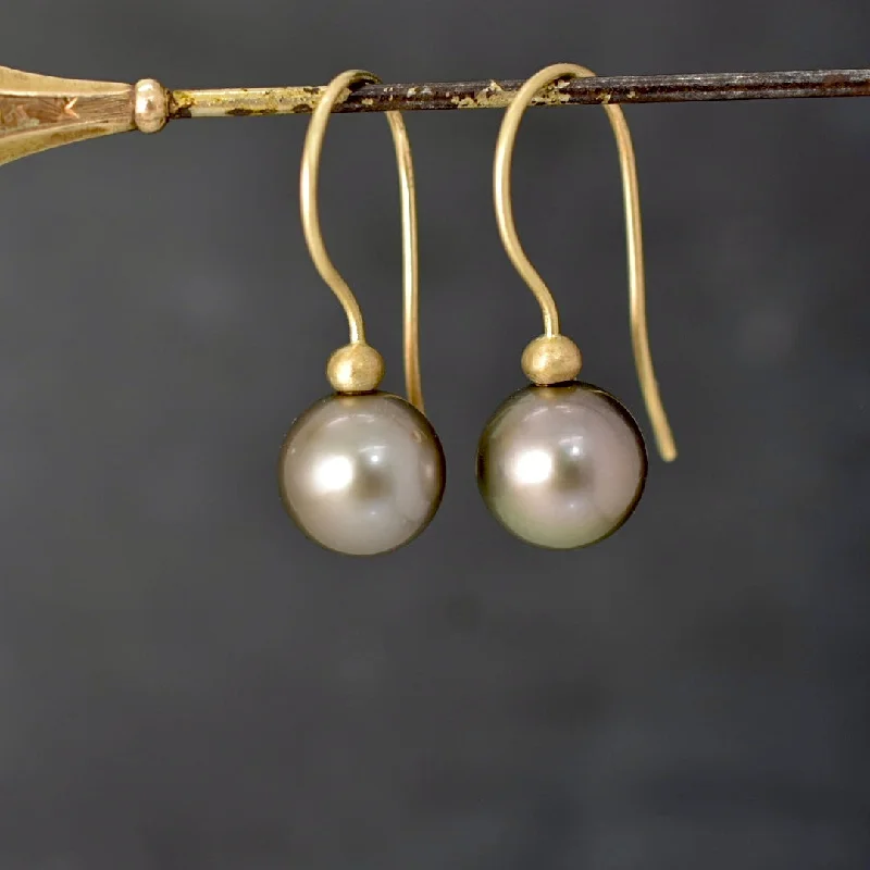 Chocolate + Gold Tahitian Pearl Earrings