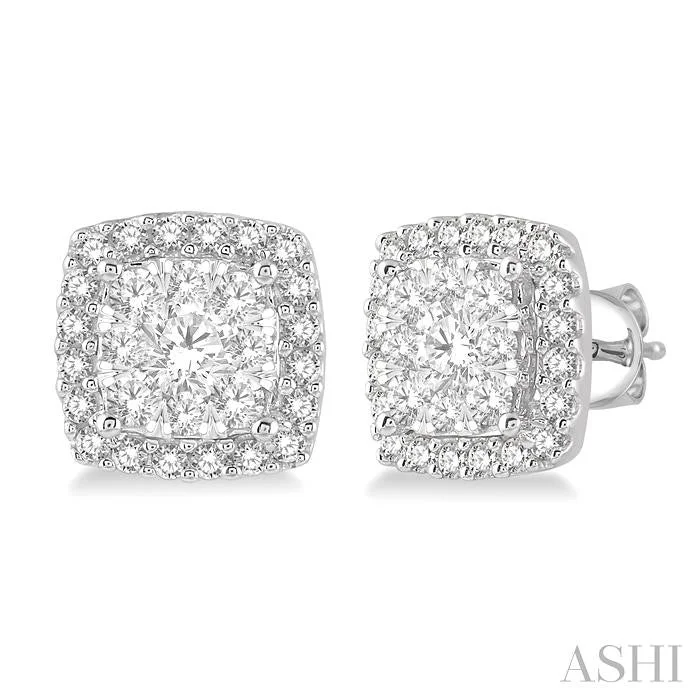 CUSHION SHAPE HALO LOVEBRIGHT ESSENTIAL DIAMOND EARRINGS