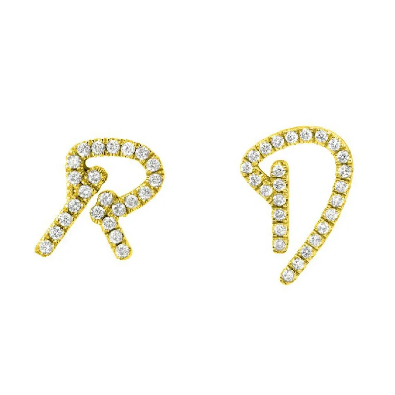 Custom Signature Initial Earring With Diamonds