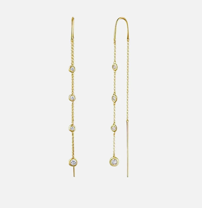 Diamond Drop Threader Earrings