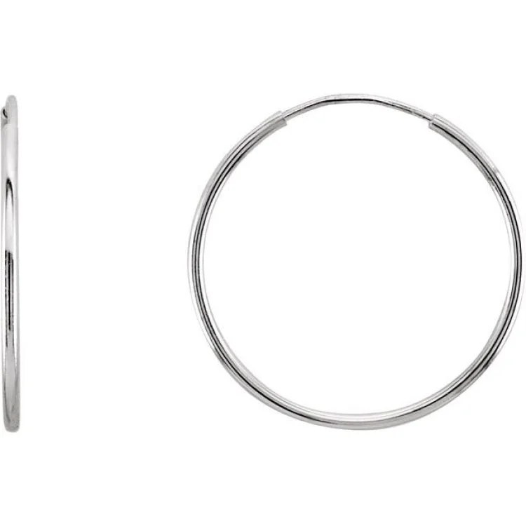 14K White 20 mm Endless Hoop Earrings