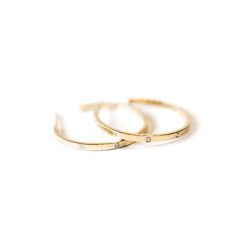 flush set diamond hoop earrings