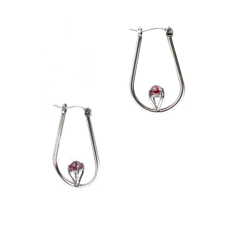 Garnet U Hoop Earrings